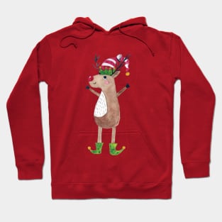 Reindeer wearing elf shoes Hoodie